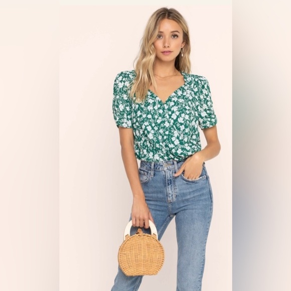 ASTR The Label Floral Wrap Front Surplice Bodysuit - Picture 14 of 16